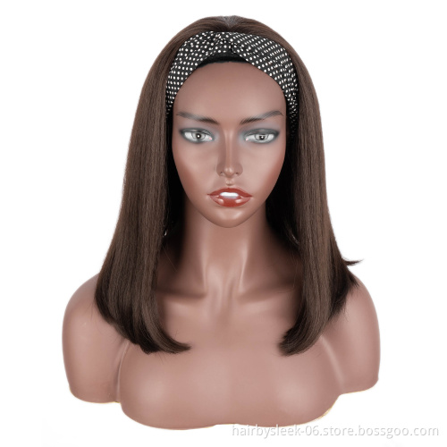 Rebecca 14 inches natural black High Temperature Resistant synthetic wig wholesale Silky straight bob short wave headband wig